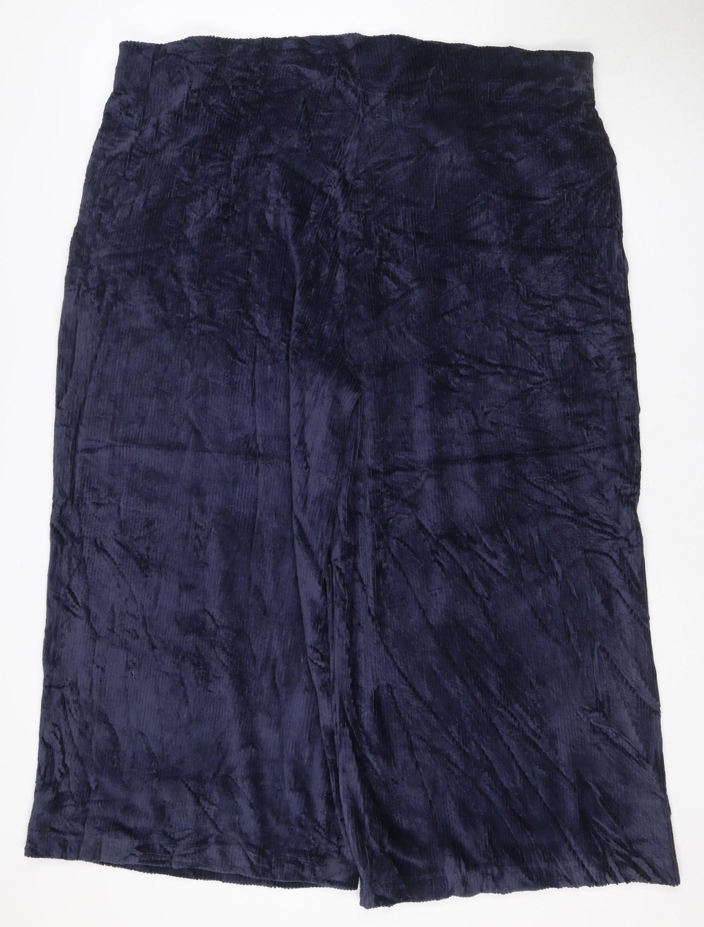 M&S Collection Women’s Navy Blue Velvet Trousers UK 22 Short Stretch