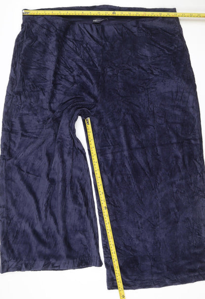 M&S Collection Women’s Navy Blue Velvet Trousers UK 22 Short Stretch