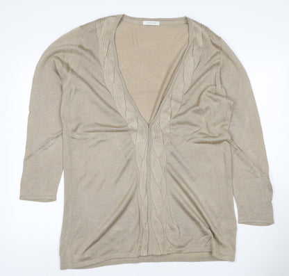 Windsmoor Women’s Beige L Open Cable-Knit V-Neck Longline Cardigan