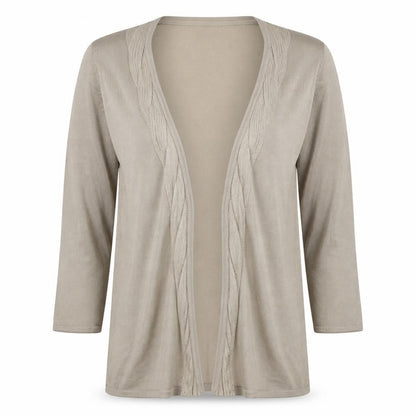Windsmoor Women’s Beige L Open Cable-Knit V-Neck Longline Cardigan