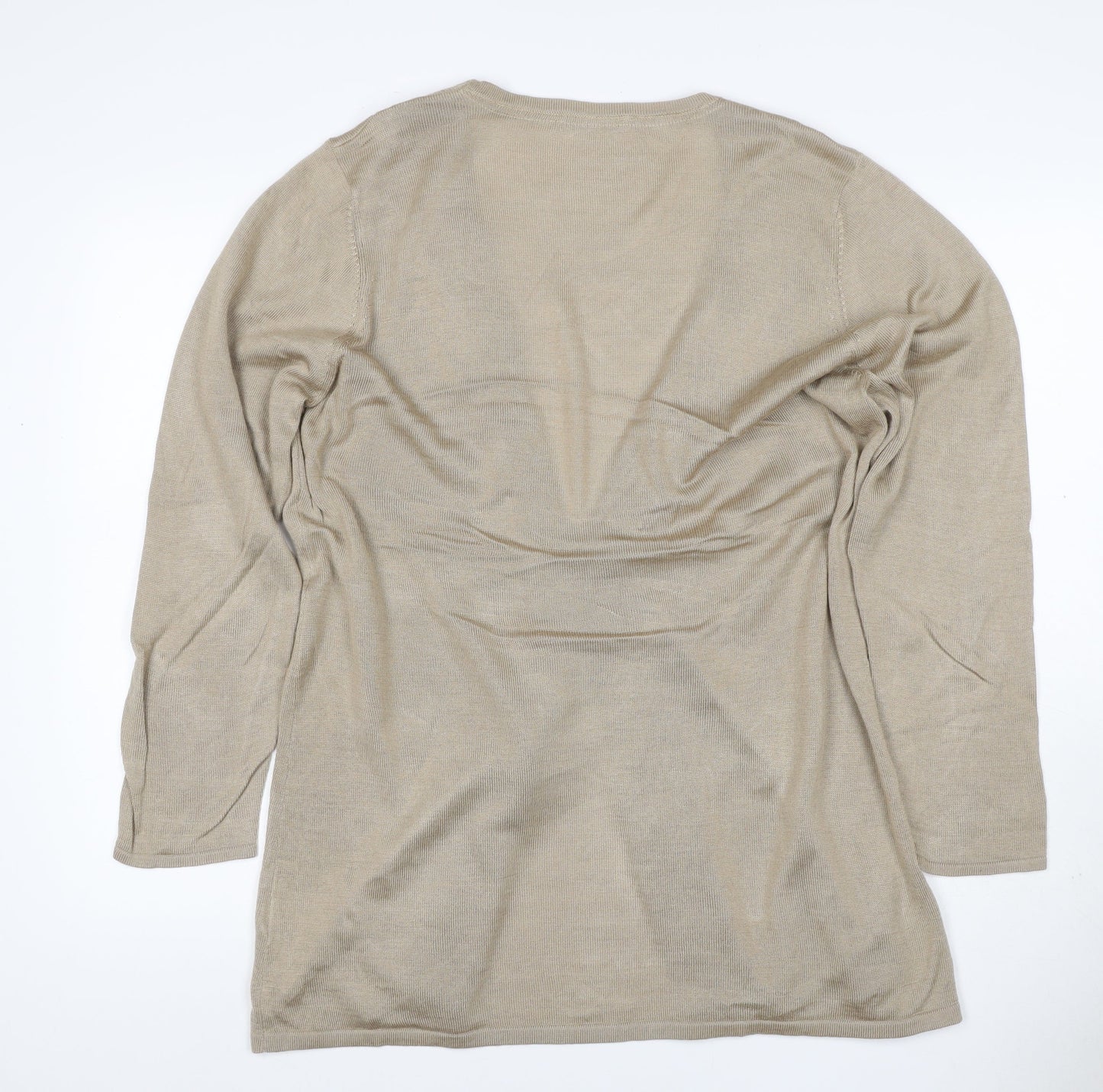 Windsmoor Women’s Beige L Open Cable-Knit V-Neck Longline Cardigan