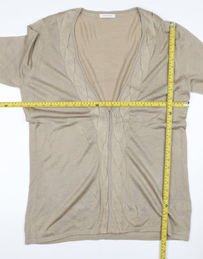 Windsmoor Women’s Beige L Open Cable-Knit V-Neck Longline Cardigan