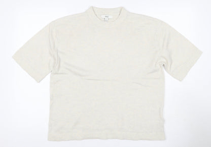 Marks and Spencer Women Ivory M Short Sleeve Crew Neck Fine Knit Jumper