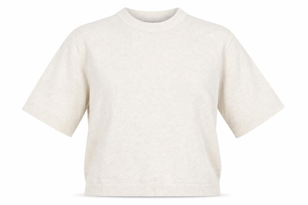 Marks & Spencer Women Ivory M Short Sleeve Crew Neck Fine Knit Jumper