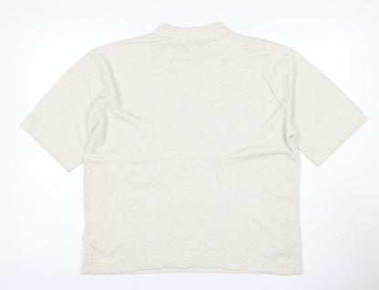 Marks and Spencer Women Ivory M Short Sleeve Crew Neck Fine Knit Jumper