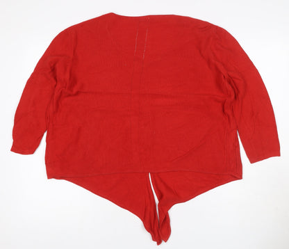 White Stuff Women Red UK 12 V-Neck Cotton Knit Pullover Jumper