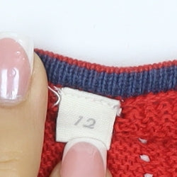 White Stuff Women Red UK 12 V-Neck Cotton Knit Pullover Jumper