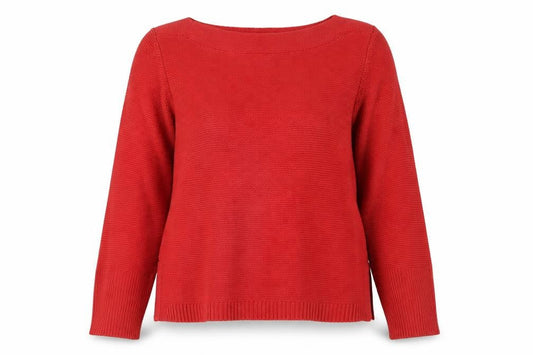 White Stuff Women’s Red UK 14 Cotton Knit Boat Neck Jumper Pockets