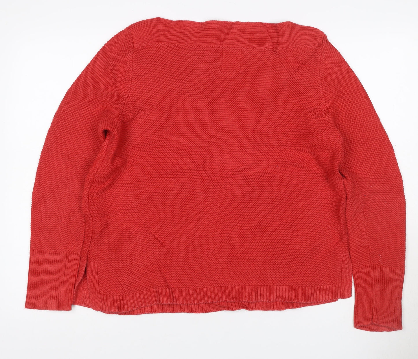 White Stuff Women’s Red UK 14 Cotton Knit Boat Neck Jumper Pockets