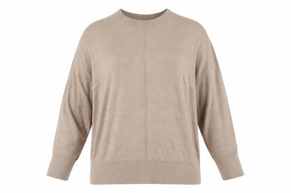 Front view of Dorothy Perkins Women Beige Petite UK 12 Mock Neck Viscose Jumper