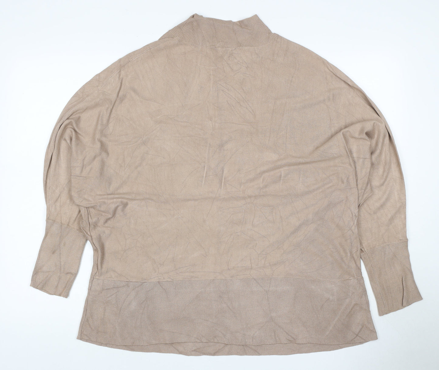 Dorothy Perkins Women Beige Petite UK 12 Mock Neck Viscose Jumper
