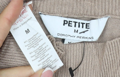 Dorothy Perkins Women Beige Petite UK 12 Mock Neck Viscose Jumper