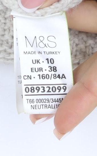 M&S Indigo Women’s Ivory UK 10 Wool Blend Tunic Jumper