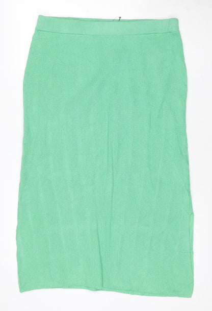 M&S Collection Women Green L Knit Straight Pencil Mini Skirt