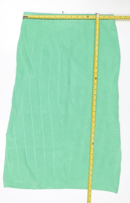M&S Collection Women Green L Knit Straight Pencil Mini Skirt