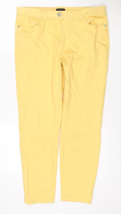 M&Co Women Yellow Size 14 Straight Stretch 5-Pocket Jeans