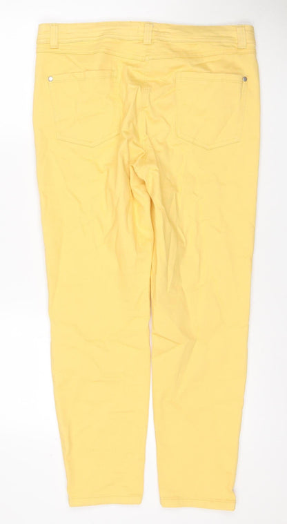M&Co Women Yellow Size 14 Straight Stretch 5-Pocket Jeans