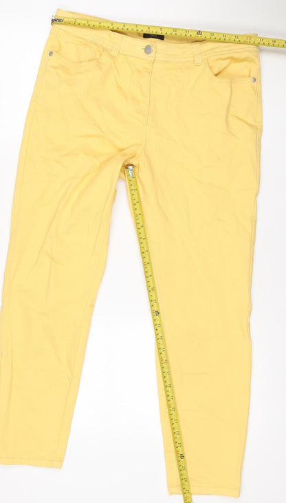 M&Co Women Yellow Size 14 Straight Stretch 5-Pocket Jeans