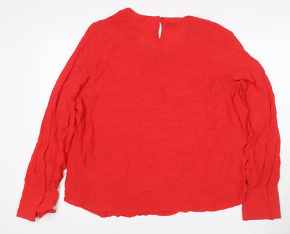 Gerry Weber Women Red UK 22 Viscose Long Sleeve Keyhole Blouse