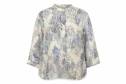 Peter Hahn Women Multicoloured UK 22 Linen 3/4 Sleeve Blouse