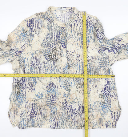 Peter Hahn Women Multicoloured UK 22 Linen 3/4 Sleeve Blouse