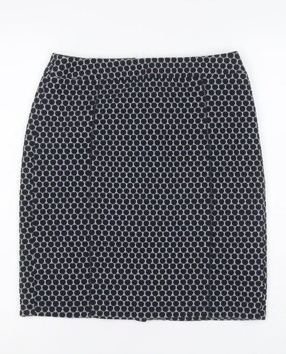 Gerry Weber Women Navy Grey UK 8 Geometric Knit Pencil Mini Skirt