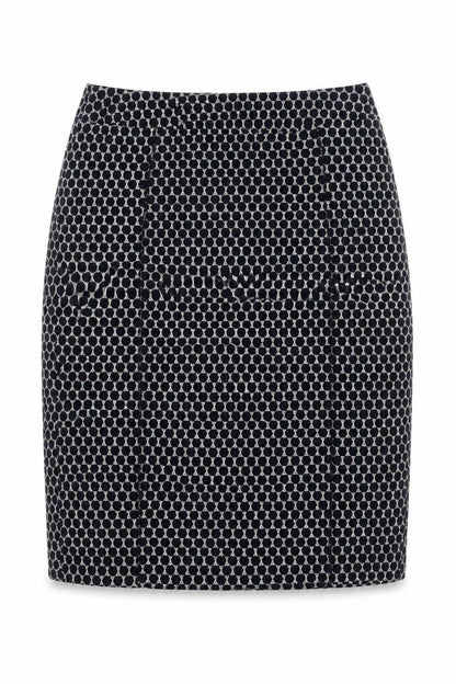 Gerry Weber Women Navy Grey UK 8 Geometric Knit Pencil Mini Skirt