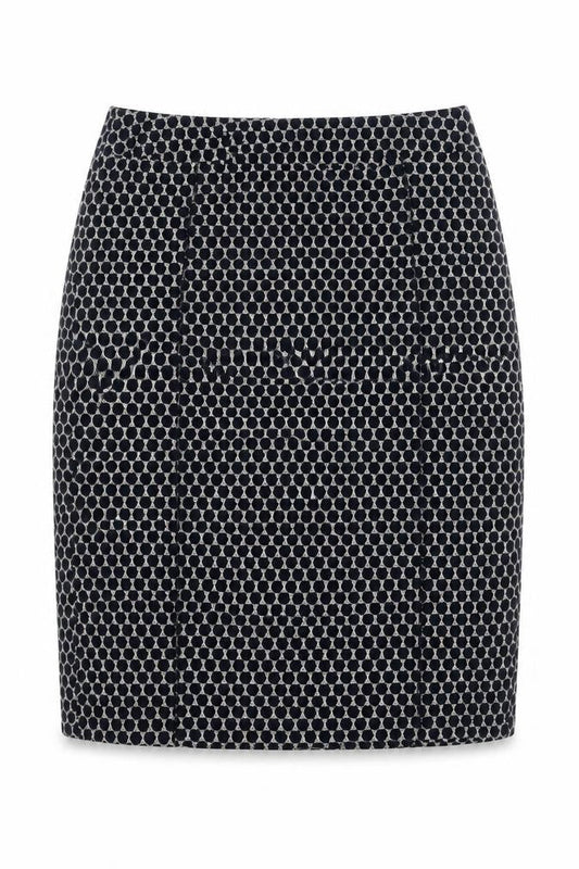 Gerry Weber Women Navy Grey UK 8 Geometric Knit Pencil Mini Skirt