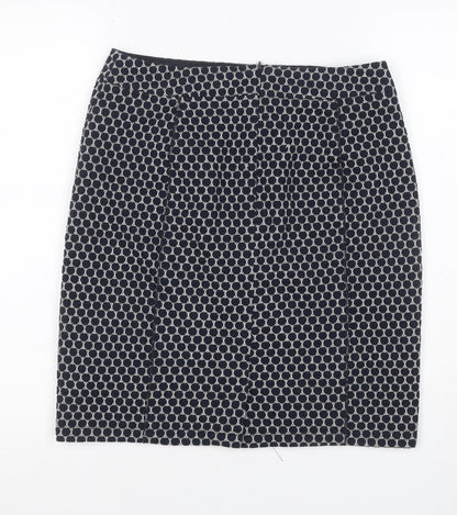Gerry Weber Women Navy Grey UK 8 Geometric Knit Pencil Mini Skirt
