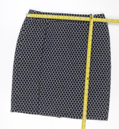 Gerry Weber Women Navy Grey UK 8 Geometric Knit Pencil Mini Skirt