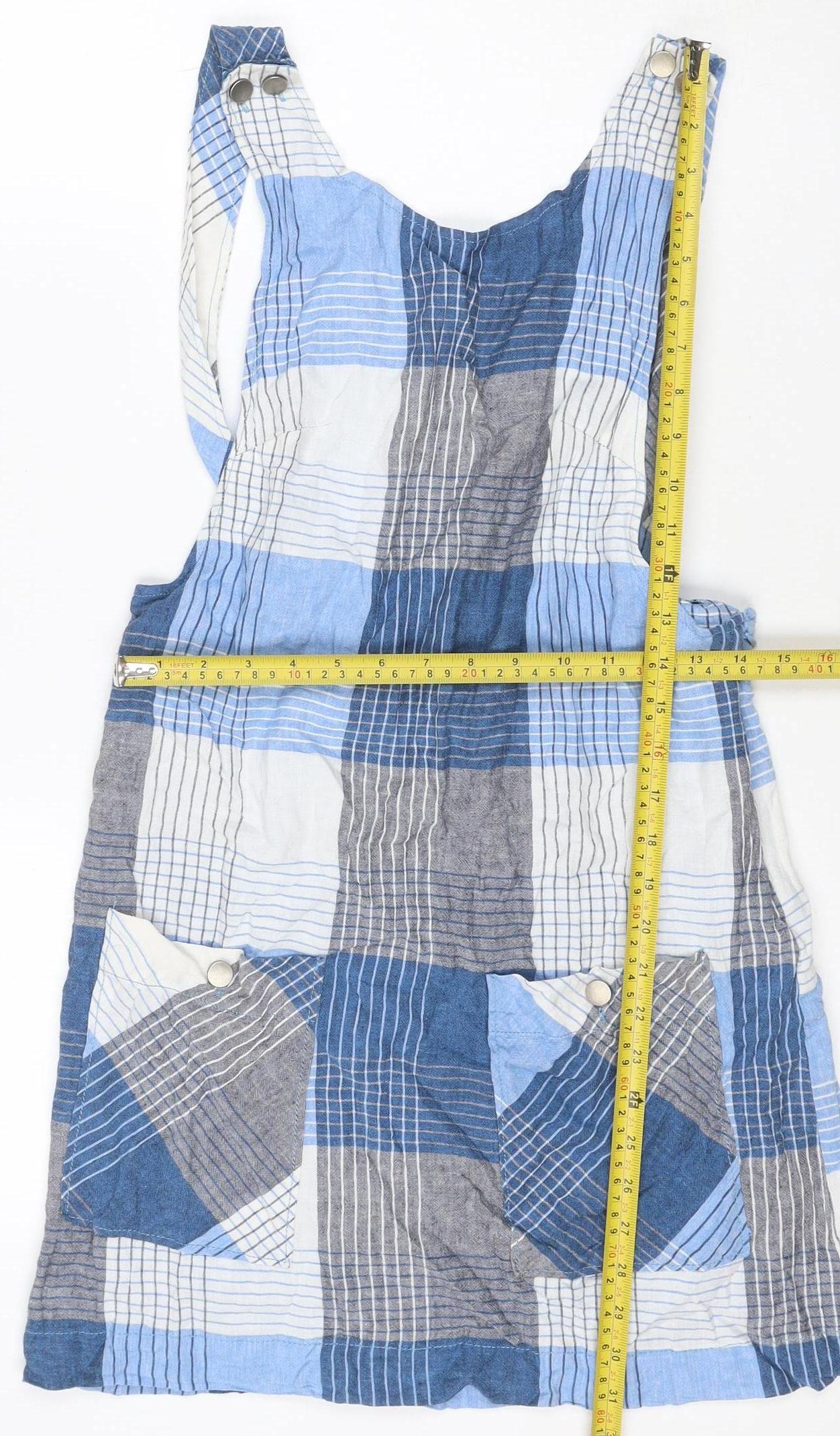 Urban Outfitters Women Blue Check Pinafore Dress S Petite