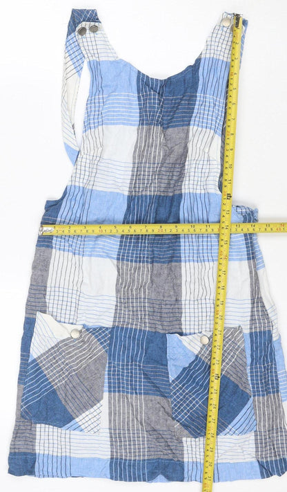 Urban Outfitters Women Blue Check Pinafore Dress S Petite