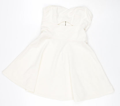 Aniye By Women Ivory UK 10 One Shoulder Fit & Flare Mini Dress