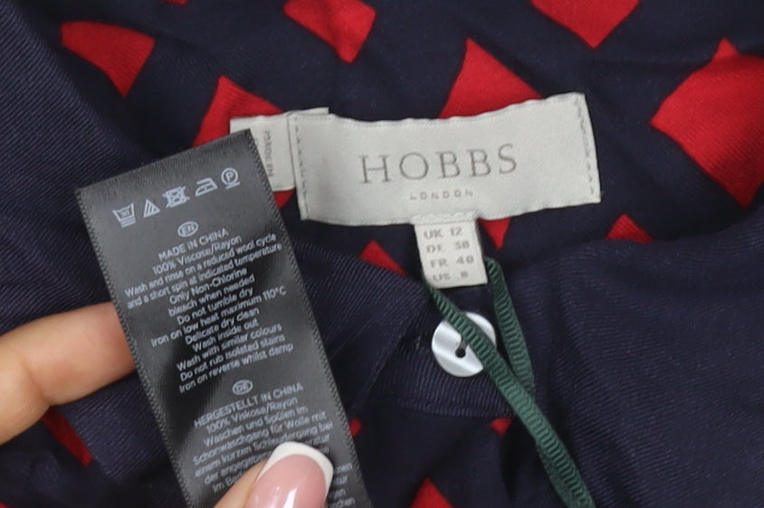 Hobbs Women Multicoloured Geometric Shirt Dress UK 12 Long Sleeve