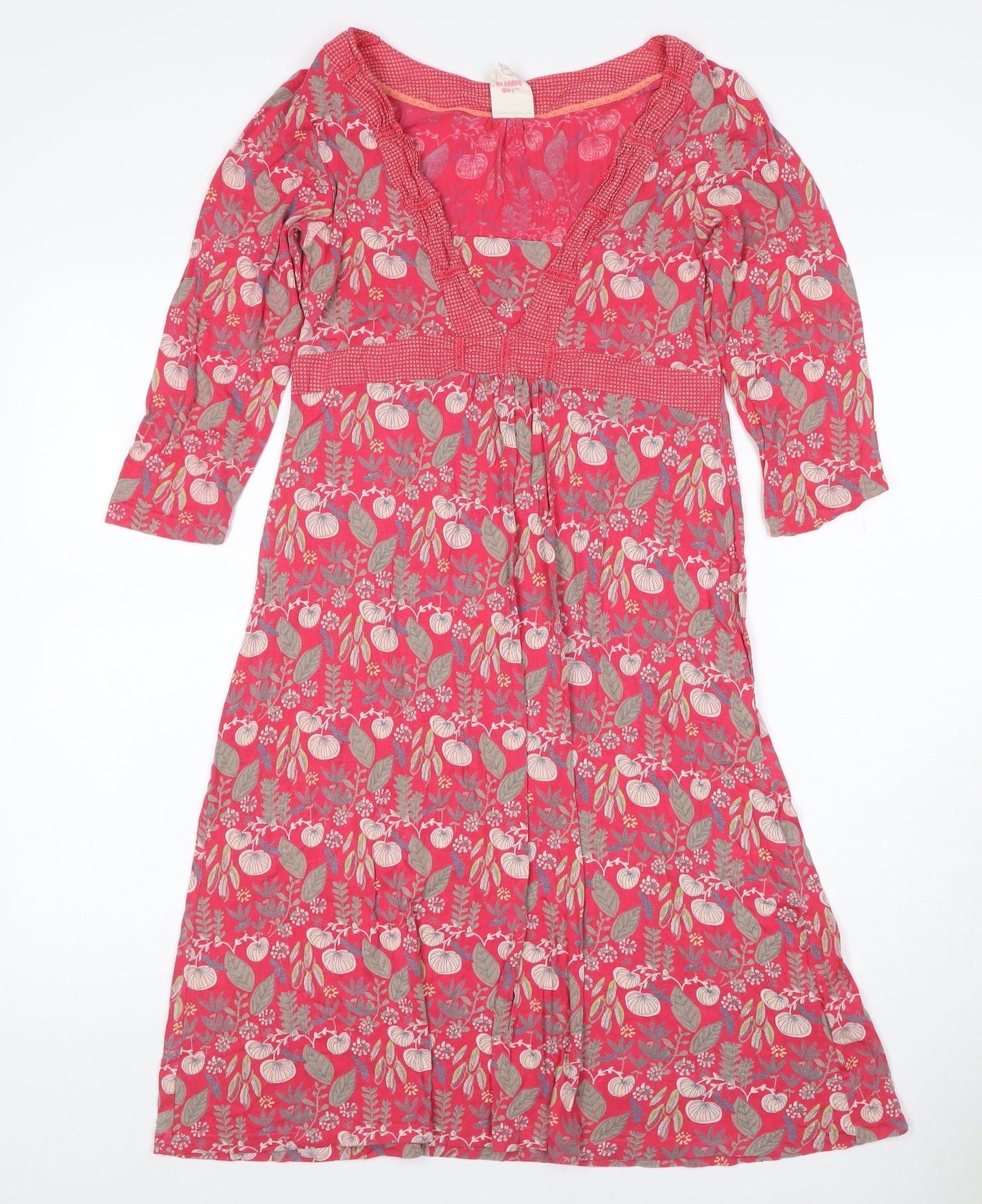 White Stuff Women’s Red Floral Midi A-Line Dress UK 10 V-Neck