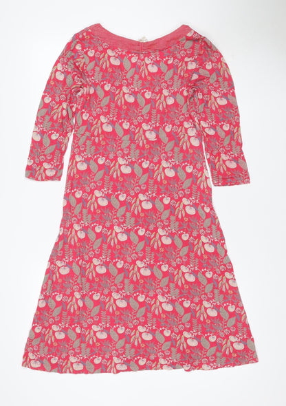 White Stuff Women’s Red Floral Midi A-Line Dress UK 10 V-Neck