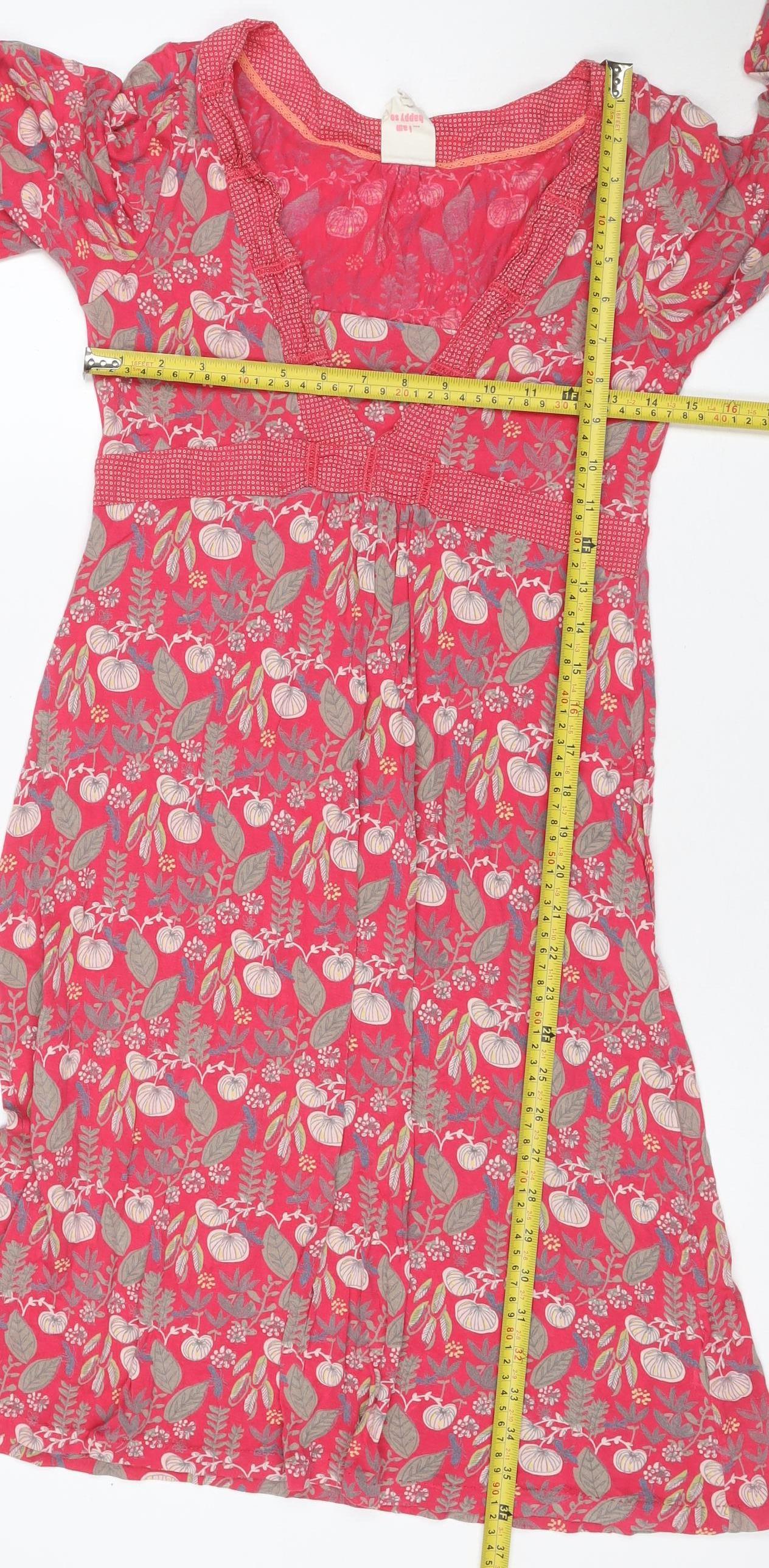 White Stuff Women’s Red Floral Midi A-Line Dress UK 10 V-Neck