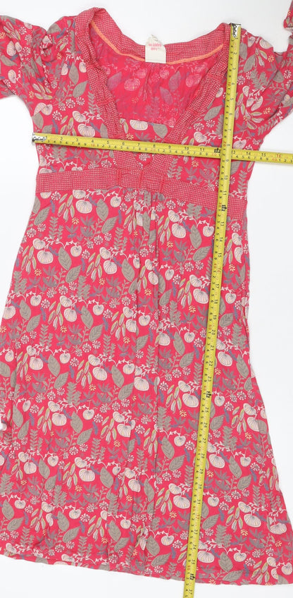 White Stuff Women’s Red Floral Midi A-Line Dress UK 10 V-Neck