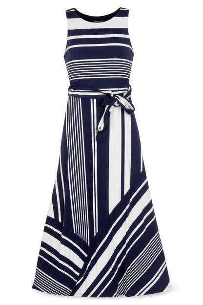 Monsoon Women’s Blue White Striped UK 8 Wrap Jersey Knee Dress