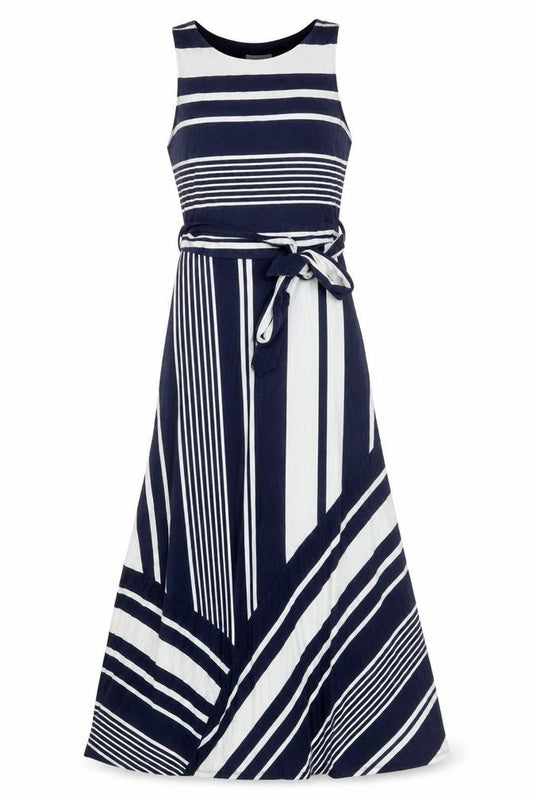 Monsoon Women’s Blue White Striped UK 8 Wrap Jersey Knee Dress