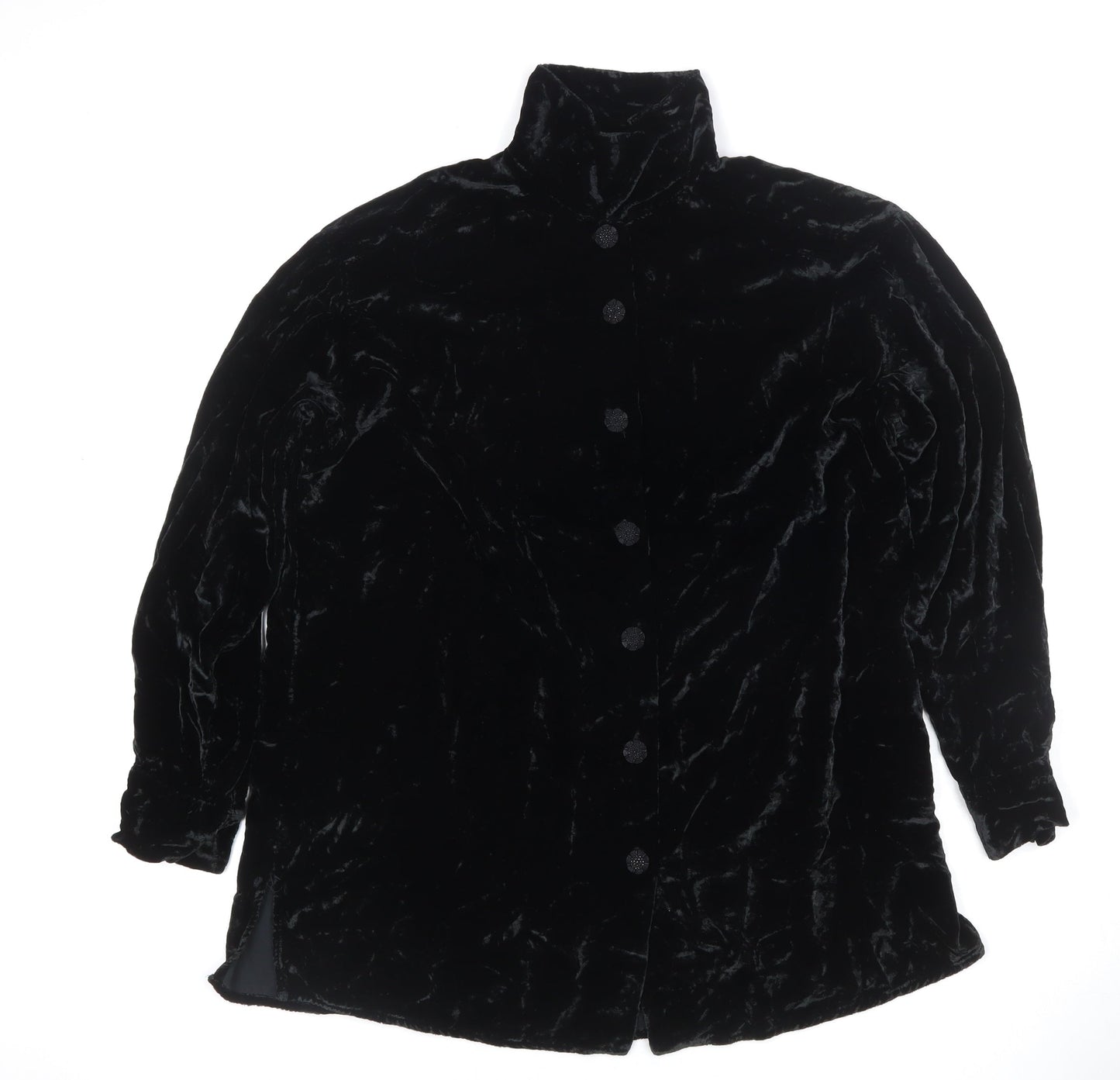 Next Women’s Black Velvet Collared Button Cardigan UK M Long Sleeve