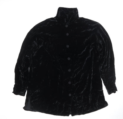 Next Women’s Black Velvet Collared Button Cardigan UK M Long Sleeve