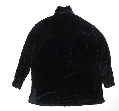 Next Women’s Black Velvet Collared Button Cardigan UK M Long Sleeve