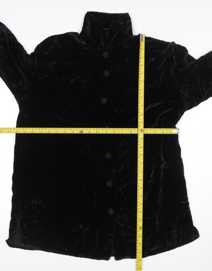 Next Women’s Black Velvet Collared Button Cardigan UK M Long Sleeve