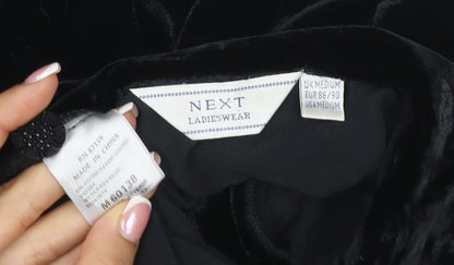 Next Women’s Black Velvet Collared Button Cardigan UK M Long Sleeve