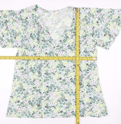Fat Face Women’s Multicoloured Floral Kimono Sleeve Blouse UK 8