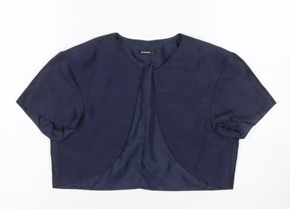 Roman Women Blue UK 12 Cropped Suit Jacket Lined Short Sleeve