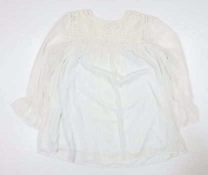 Yours Women Ivory UK 24 Lace Chiffon Tunic Blouse Bell Sleeve