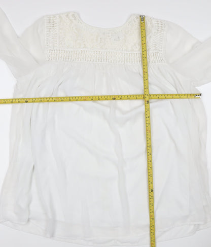 Yours Women Ivory UK 24 Lace Chiffon Tunic Blouse Bell Sleeve