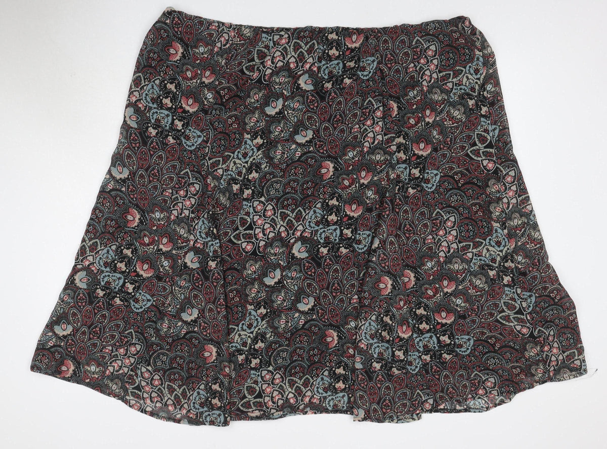 Damart Women Multicoloured Paisley A-Line Knee Length Skirt UK 26/28